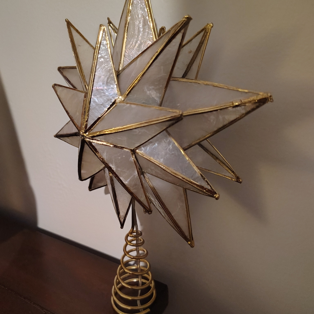 Capiz Shell Star Lighted Tree Topper - Picture 6 of 7